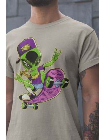 Tričko Alien On Skateboard