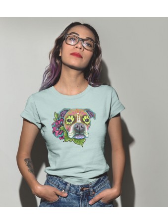 Tričko Boxer in Fawn and White - Day of the Dead Sugar Skull Dog
