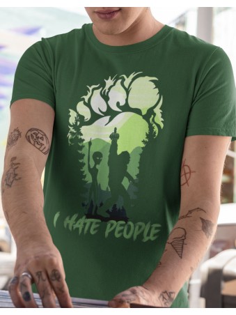 Tričko - I Hate People Bigfoot Sasquatch Alien
